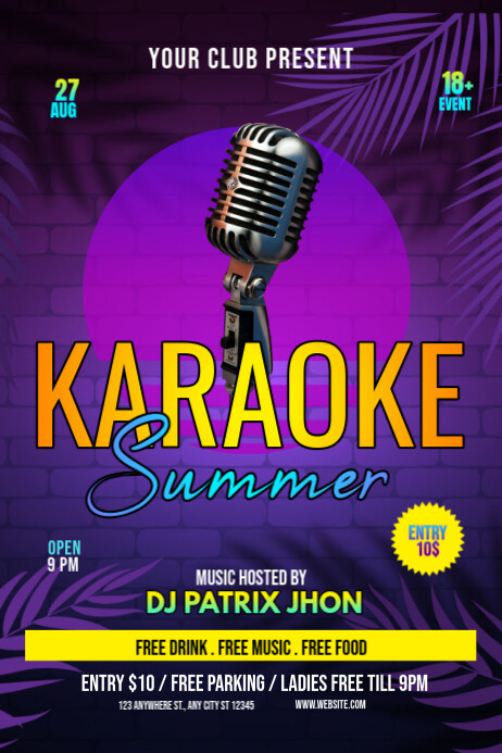 Dark karaoke summer poster template