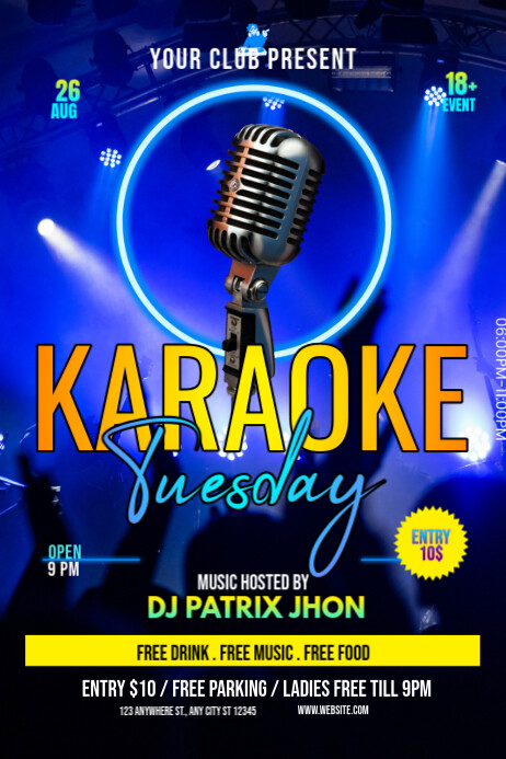 Dark karaoke tuesday poster Plakkaat template