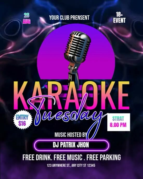 Dark karaoke tuesday video Instagram Portrait template