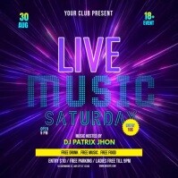 Dark live music saturday video Instagram Post template