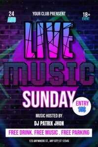 Dark Live music sunday video Plakat template