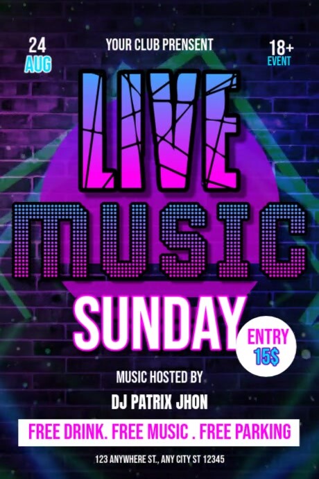 Dark Live music sunday video Plakkaat template