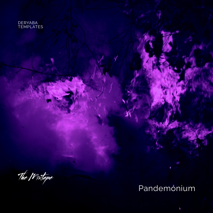 Dark Purple Blue Fire Night CD Cover Music Ikhava ye-Albhamu template