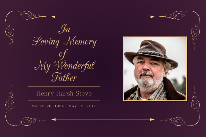 Dark Purple In Loving Memory Poster Template Póster