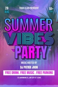 Dark summer vibes party Poster template
