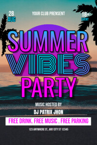Dark summer vibes party poster Plakkaat template