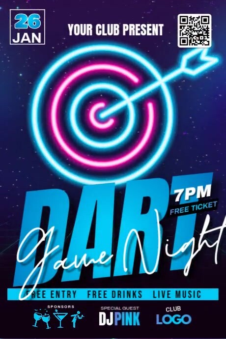 Dart Game Night Iphosta template