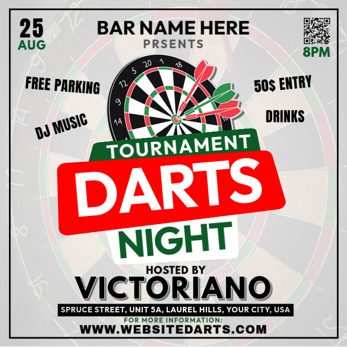 Dart Night Tournament Quadrato (1:1) template