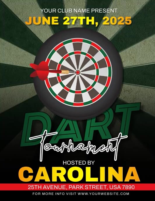 Dart Tournament Ads ใบปลิว (US Letter) template