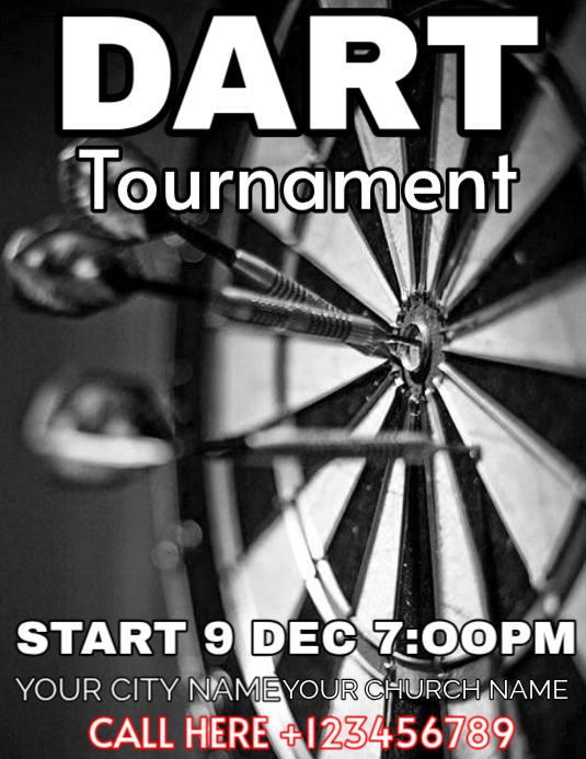 dart tournament Volantino (US Letter) template