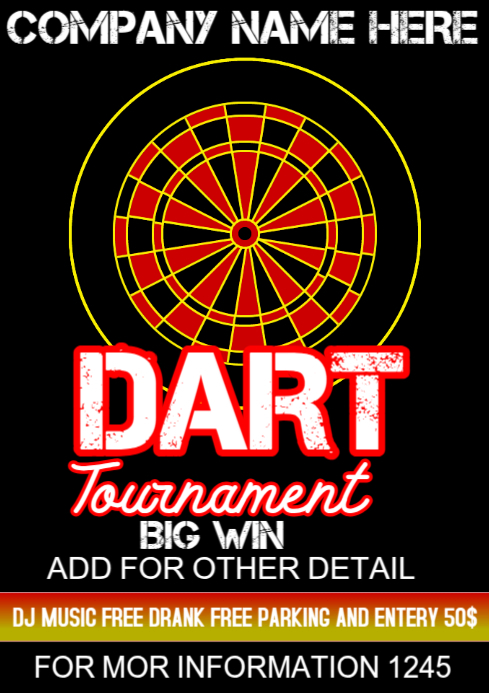 dart tournament A4 template
