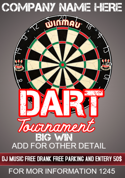 dart tournament A5 template
