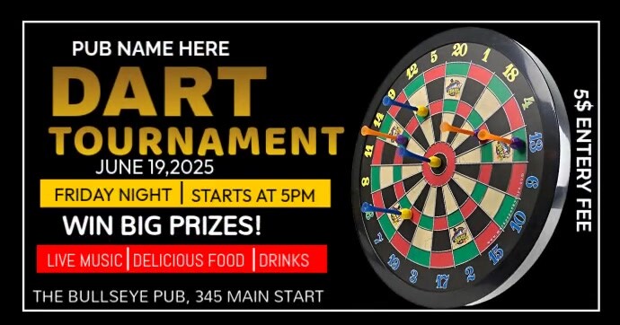 dart tournament Facebook Shared Image template