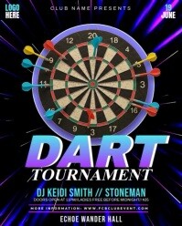 黑色 Dart Tournament Instagram Portrait Template