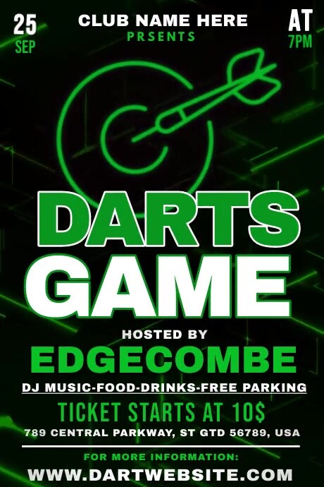 Darts Game Poster template