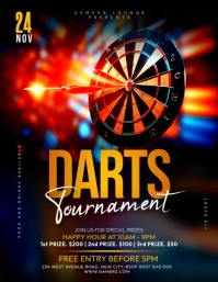 Darts tournament flyer poster invitation template Facebook post