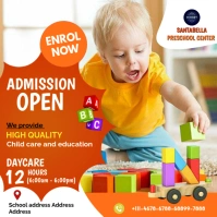 Colorful Preschool Admission Open Flyer | Daycare & Childcare Center Promo โพสต์บน Instagram template