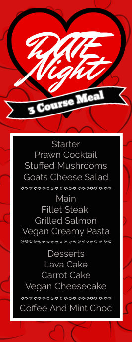 Date Night Menu for 2 Template | PosterMyWall