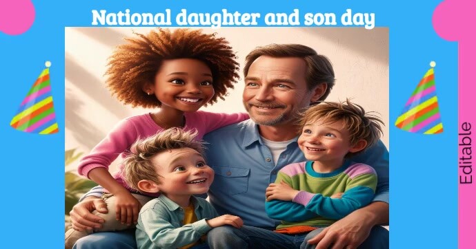 Daughter and son National day Facebook Gedeelde Prent template