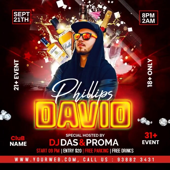 david party Instagram-Beitrag template