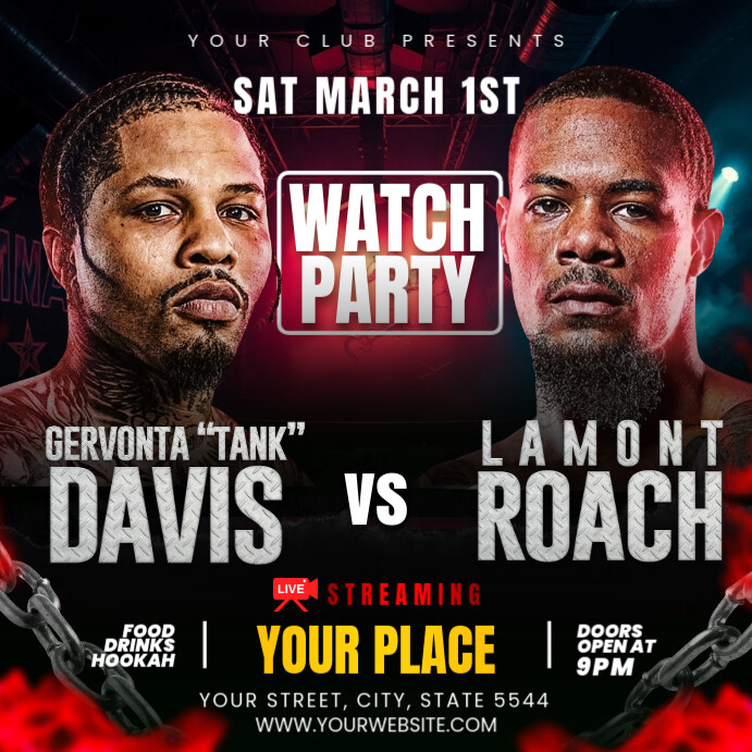 Davis vs Roach flyer Instagram-Beitrag template