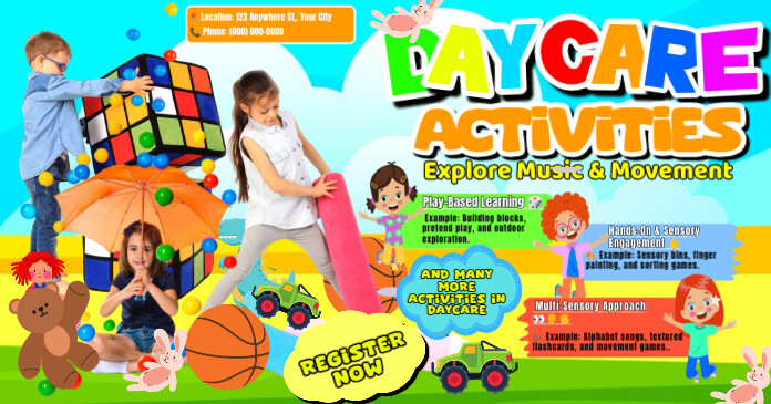 Day Care Activities Flyer Imagem partilhada do Facebook template