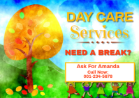 Abstract Nature Background Daycare Services Postcard template