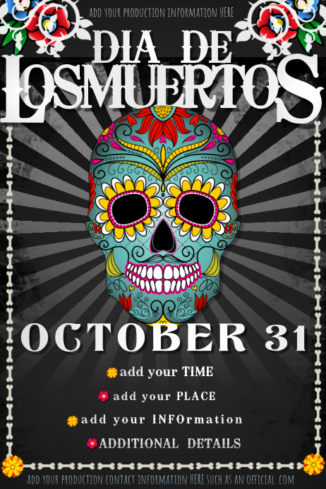 Tag Muertos Tot Party Kostum Halloween Schadel Tattoo Vorlage