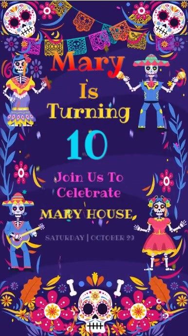 Mexican birthday invitation video Digital Display (9:16) template