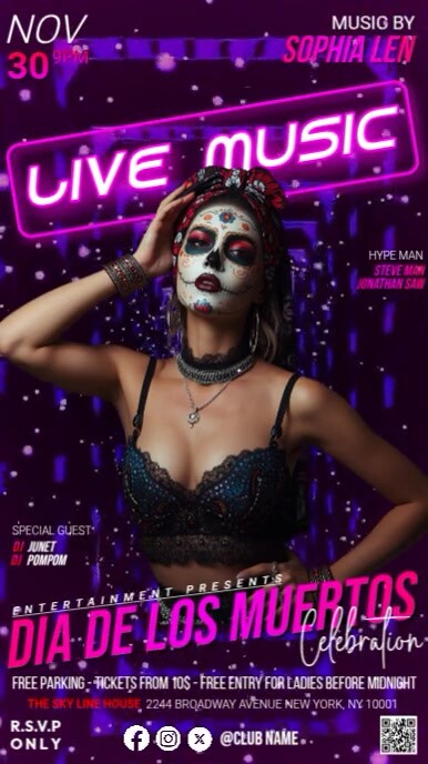 Day Of The Dead Event Digital Display (9:16) template