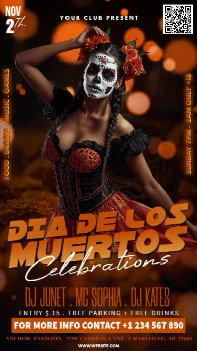 Day Of The Dead Free Template Digital Display (9:16)