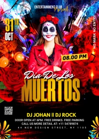 Red Dia De Los Muertos Flyer A6 template