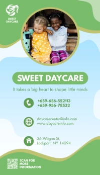 Green and Light Blue Daycare Center Business Card template