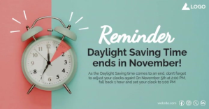 Daylight Saving Reminder Facebook Post Obraz udostępniany na Facebooku template