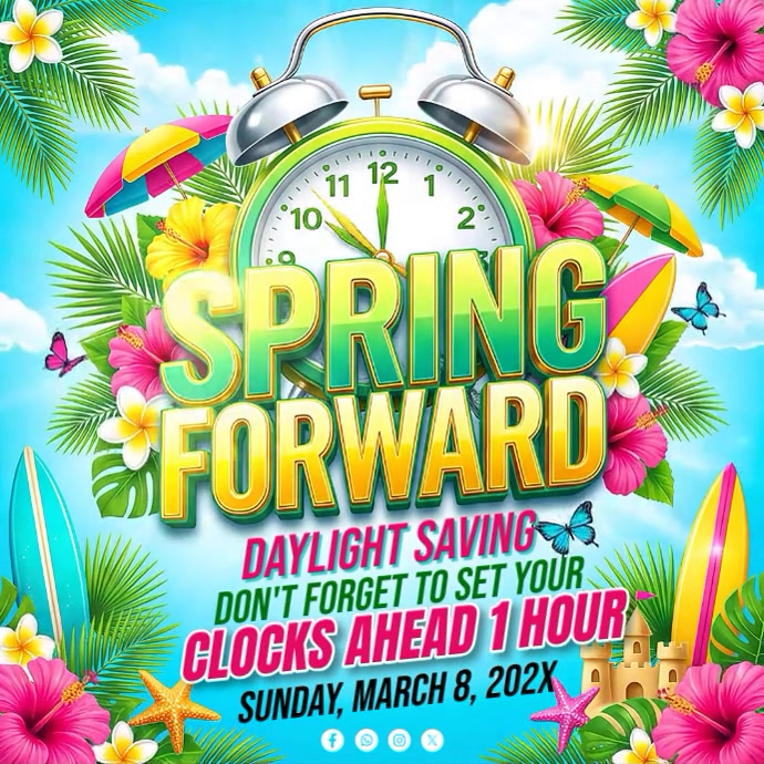 Daylight Saving Reminder Instagram Post Video Template | PosterMyWall