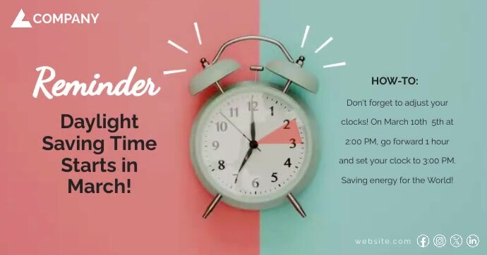 Daylight Saving Reminder March Facebook Post Template PosterMyWall