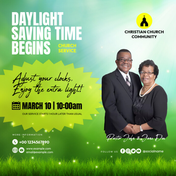 Copy of Daylight Saving Time Begins Church Service | PosterMyWall
