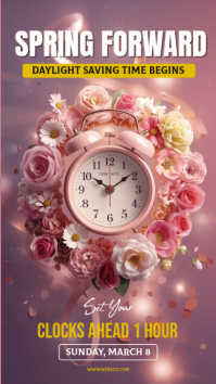Pink Daylight Saving Time Reminder Digitale Vertoning Template
