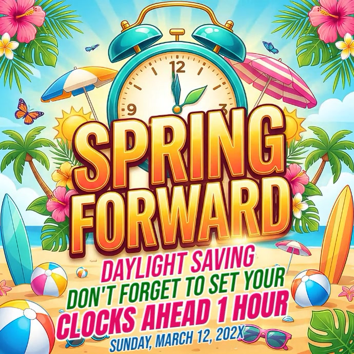 Daylight saving time reminder instagram post Template | PosterMyWall