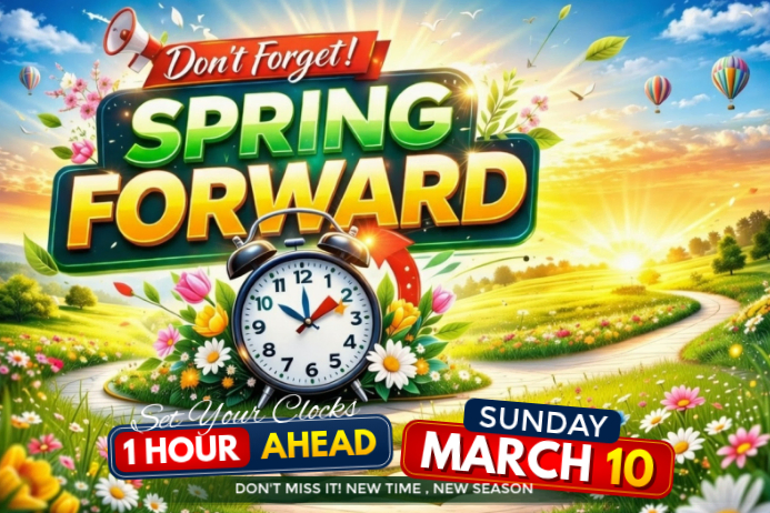 Daylight Saving Time Reminder Poster Template | PosterMyWall