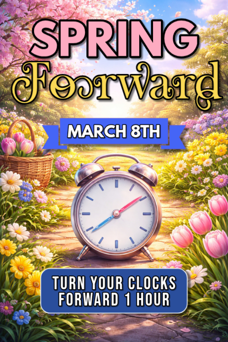 Daylight Saving Time Reminder Poster Template | PosterMyWall