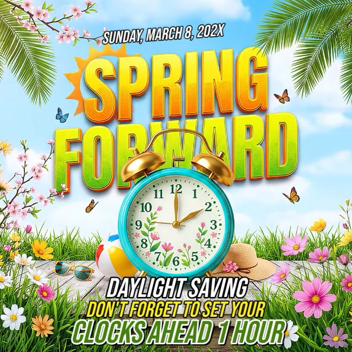 Copy of Daylight Saving Time Reminder Square Video | PosterMyWall