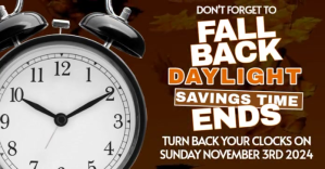 Brown Daylight Saving Time Reminder Facebook Gedeelde Prent Template