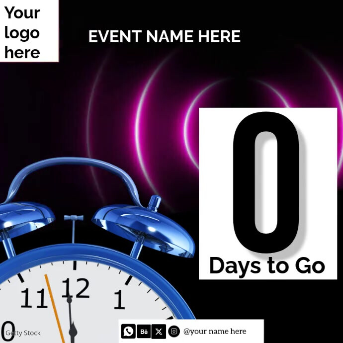 0 days to go countdown design Instagram Post template