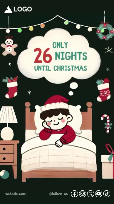 Countdown Sleep. Sign Copy of Days Until Christmas Countdown Sleeping Kid Animation ...