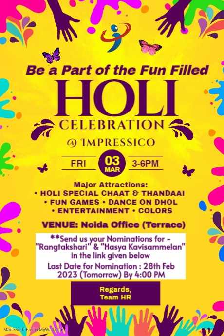 Holi Celebration Invitation Template Poster