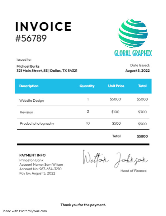 Global Graphix Invoice Template