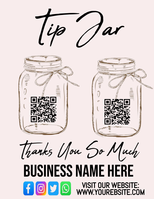 de virtual tip jar sign Flyer (US Letter) template