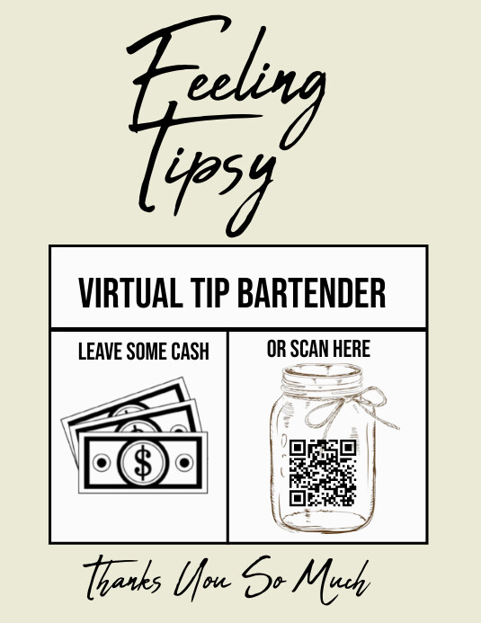 de virtual tip jar sign Flyer (US Letter) template