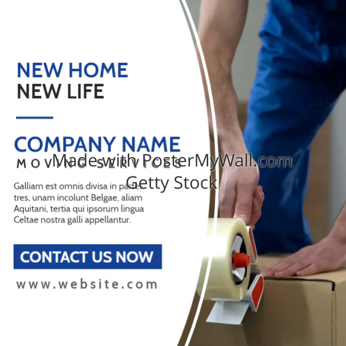 moving services advertisement blue and white
